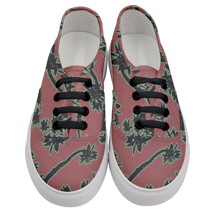 Tropical Style Floral Motif Print Pattern Women s Classic Low Top Sneakers