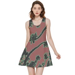 Tropical Style Floral Motif Print Pattern Inside Out Reversible Sleeveless Dress