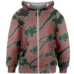 Tropical Style Floral Motif Print Pattern Kids  Zipper Hoodie Without Drawstring by dflcprintsclothing