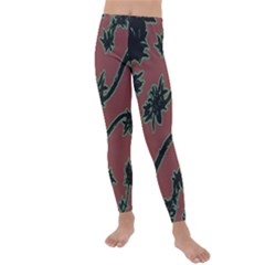 Tropical Style Floral Motif Print Pattern Kids  Lightweight Velour Leggings by dflcprintsclothing