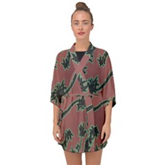 Tropical Style Floral Motif Print Pattern Half Sleeve Chiffon Kimono by dflcprintsclothing