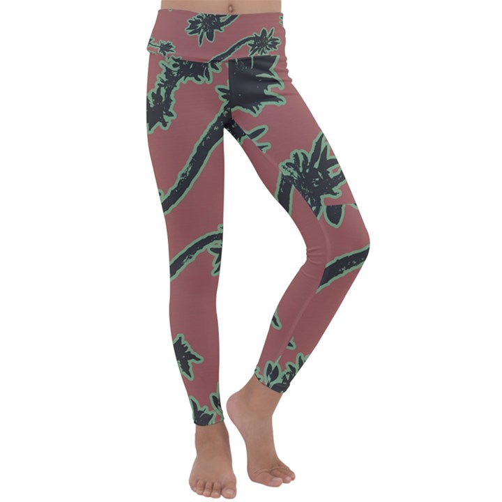 Tropical Style Floral Motif Print Pattern Kids  Lightweight Velour Classic Yoga Leggings