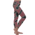 Tropical Style Floral Motif Print Pattern Kids  Lightweight Velour Classic Yoga Leggings View3