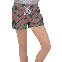 Tropical Style Floral Motif Print Pattern Velour Lounge Shorts by dflcprintsclothing