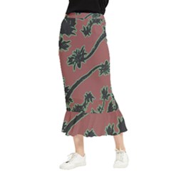 Tropical Style Floral Motif Print Pattern Maxi Fishtail Chiffon Skirt