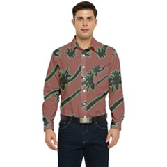 Tropical Style Floral Motif Print Pattern Men s Long Sleeve Pocket Shirt  by dflcprintsclothing