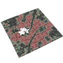 Tropical Style Floral Motif Print Pattern Wooden Puzzle Square View3