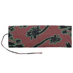 Tropical Style Floral Motif Print Pattern Roll Up Canvas Pencil Holder (m) by dflcprintsclothing