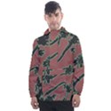 Tropical Style Floral Motif Print Pattern Men s Front Pocket Pullover Windbreaker View1