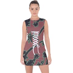 Tropical Style Floral Motif Print Pattern Lace Up Front Bodycon Dress by dflcprintsclothing