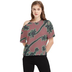 Tropical Style Floral Motif Print Pattern One Shoulder Cut Out Tee by dflcprintsclothing