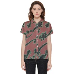 Tropical Style Floral Motif Print Pattern Short Sleeve Pocket Shirt by dflcprintsclothing