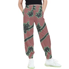 Tropical Style Floral Motif Print Pattern Kids  Elastic Waist Pants by dflcprintsclothing