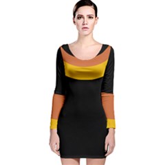 Stripes Long Sleeve Velvet Bodycon Dress