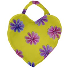 Yellow Purple Floral Giant Heart Shaped Tote by NICHEATUDE