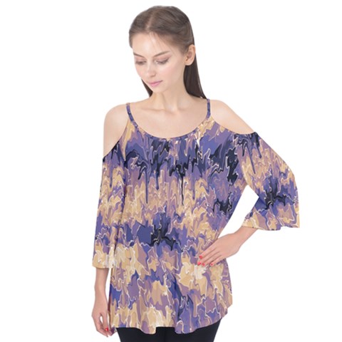 Yellow And Purple Abstract Flutter Tees by Dazzleway