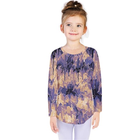 Yellow And Purple Abstract Kids  Long Sleeve Tee by Dazzleway