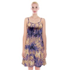 Yellow And Purple Abstract Spaghetti Strap Velvet Dress by Dazzleway