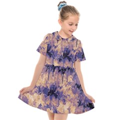 Yellow And Purple Abstract Kids  Short Sleeve Shirt Dress by Dazzleway