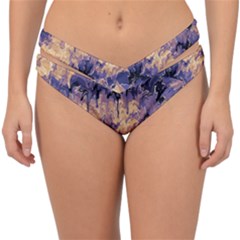 Purple And Yellow Abstract Double Strap Halter Bikini Bottom