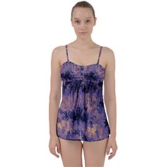 Purple And Yellow Abstract Babydoll Tankini Set by Dazzleway