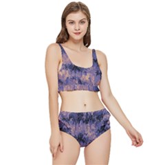 Purple And Yellow Abstract Frilly Bikini Set by Dazzleway