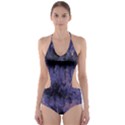 Purple and yellow abstract Cut-Out One Piece Swimsuit View1