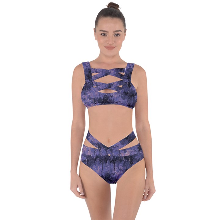 Purple and yellow abstract Bandaged Up Bikini Set 