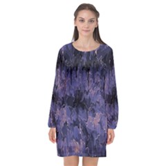 Purple And Yellow Abstract Long Sleeve Chiffon Shift Dress  by Dazzleway