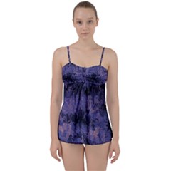 Purple And Yellow Abstract Babydoll Tankini Set by Dazzleway