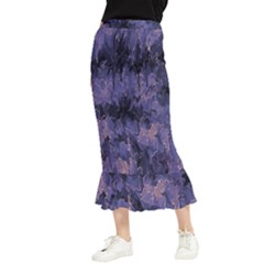 Purple And Yellow Abstract Maxi Fishtail Chiffon Skirt