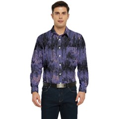 Purple And Yellow Abstract Men s Long Sleeve Pocket Shirt 