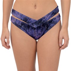 Purple And Yellow Abstract Double Strap Halter Bikini Bottom