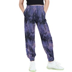 Purple And Yellow Abstract Kids  Elastic Waist Pants by Dazzleway