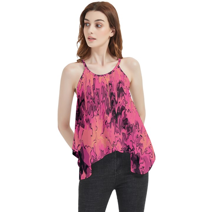 Pink abstract Flowy Camisole Tank Top