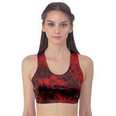 Red Abstract Sports Bra by Dazzleway