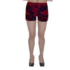 Red Abstract Skinny Shorts by Dazzleway