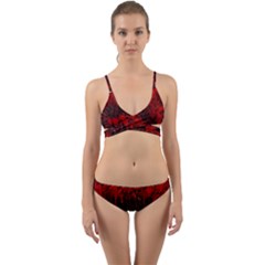 Red Abstract Wrap Around Bikini Set by Dazzleway