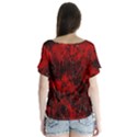 Red abstract V-Neck Flutter Sleeve Top View2