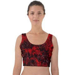 Red Abstract Velvet Crop Top by Dazzleway