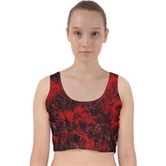 Red Abstract Velvet Racer Back Crop Top by Dazzleway