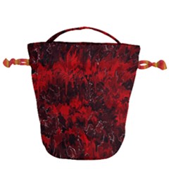 Red Abstract Drawstring Bucket Bag by Dazzleway