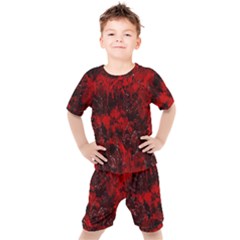 Red Abstract Kids  Tee And Shorts Set by Dazzleway