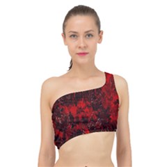 Red Abstract Spliced Up Bikini Top  by Dazzleway