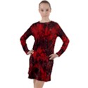 Red abstract Long Sleeve Hoodie Dress View1