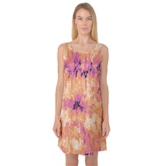 Yellow And Pink Abstract Sleeveless Satin Nightdress by Dazzleway