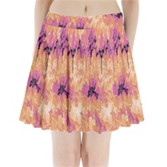 Yellow And Pink Abstract Pleated Mini Skirt by Dazzleway