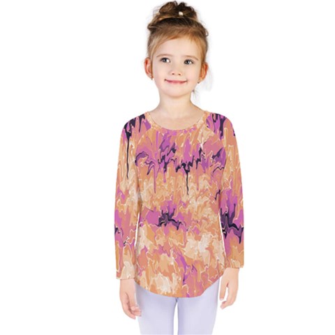 Yellow And Pink Abstract Kids  Long Sleeve Tee by Dazzleway