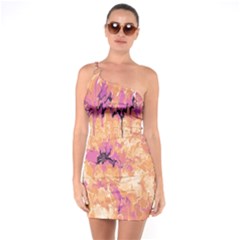 Yellow And Pink Abstract One Soulder Bodycon Dress by Dazzleway