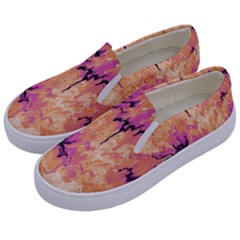 Yellow And Pink Abstract Kids  Canvas Slip Ons by Dazzleway